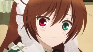 Rating: Safe Score: 0 Tags: 1boy bangs blush brown_hair close-up closed_mouth eyebrows_visible_through_hair face frills green_eyes image looking_at_viewer portrait red_eyes solo suiseiseki User: admin