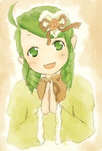 Rating: Safe Score: 0 Tags: 1girl :d antenna_hair blush bow fang green_eyes green_hair image kanaria long_sleeves looking_at_viewer open_mouth smile solo upper_body User: admin