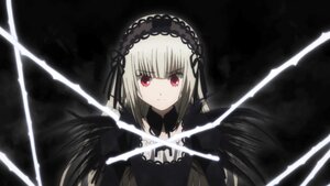 Rating: Safe Score: 0 Tags: 1girl bangs black_background black_dress black_ribbon closed_mouth detached_collar dress eyebrows_visible_through_hair hairband holding_weapon image long_hair looking_at_viewer red_eyes ribbon silver_hair solo suigintou sword weapon wings User: admin