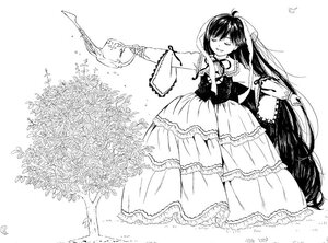 Rating: Safe Score: 0 Tags: 1girl bird closed_eyes dress flower frills greyscale image long_hair monochrome solo suiseiseki very_long_hair User: admin