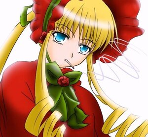 Rating: Safe Score: 0 Tags: 1girl blonde_hair blue_eyes bonnet bow bowtie dress drill_hair flower green_bow image long_hair long_sleeves looking_at_viewer red_dress red_flower red_rose ringlets rose shinku sidelocks simple_background solo twin_drills upper_body white_background User: admin