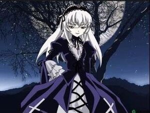 Rating: Safe Score: 0 Tags: 1girl detached_collar dress frills hairband image long_hair long_sleeves looking_at_viewer night outdoors rose smile solo standing suigintou tree very_long_hair wings User: admin