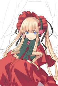 Rating: Safe Score: 0 Tags: 1girl artist_request bangs blonde_hair blue_eyes bonnet bow bowtie dress flower image long_hair long_sleeves looking_at_viewer red_dress rose rozen_maiden shinku sitting solo twintails User: admin