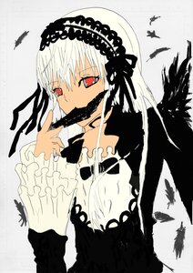 Rating: Safe Score: 0 Tags: 1girl bangs bird black_feathers black_wings crow dove dress feathered_wings feathers frills hairband image long_hair long_sleeves looking_at_viewer red_eyes rose seagull solo suigintou wings User: admin