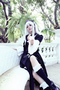 Rating: Safe Score: 0 Tags: 1girl dress frills gothic_lolita lolita_fashion long_hair long_sleeves sitting solo suigintou tree white_hair User: admin