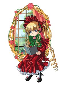 Rating: Safe Score: 0 Tags: 1girl black_footwear blonde_hair blue_eyes bonnet bow bowtie capelet dress drill_hair flower full_body green_bow green_neckwear image long_hair looking_at_viewer mary_janes pink_flower pink_rose red_capelet red_dress red_flower red_rose rose shinku shoes sidelocks sitting solo very_long_hair User: admin