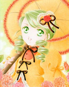 Rating: Safe Score: 0 Tags: 1girl drill_hair flower green_eyes green_hair hair_ornament hat image kanaria open_mouth puffy_sleeves red_flower red_rose ribbon rose smile solo tomoe_mami traditional_media twin_drills umbrella User: admin
