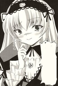 Rating: Safe Score: 0 Tags: 1girl blush dress frills greyscale hairband image long_hair long_sleeves looking_at_viewer monochrome ribbon smile solo suigintou tears upper_body User: admin