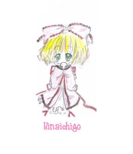 Rating: Safe Score: 0 Tags: 1girl blonde_hair bow dress green_eyes hina_ichigo hinaichigo image long_sleeves looking_at_viewer pink_bow ribbon short_hair simple_background solo white_background User: admin