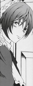 Rating: Safe Score: 0 Tags: 1boy 1girl closed_mouth frills from_side greyscale hair_between_eyes image looking_at_viewer monochrome short_hair solo suiseiseki upper_body User: admin