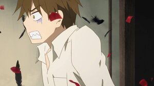 Rating: Safe Score: 0 Tags: 1boy bird blood brown_hair feathers human sakurada_jun screenshot shirt solo tail teeth upper_body white_shirt User: admin