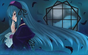 Rating: Safe Score: 0 Tags: 1girl bat bird black_feathers crow dove dress feathers flower frilled_sleeves frills full_moon hairband image long_hair long_sleeves moon night red_eyes rose seagull smile solo suigintou very_long_hair white_feathers wings User: admin