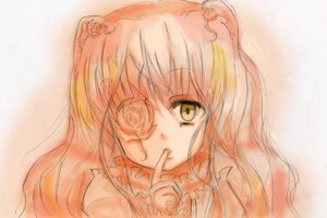 Rating: Safe Score: 0 Tags: 1girl bangs finger_to_mouth hair_ornament image index_finger_raised kirakishou long_hair looking_at_viewer pink_hair portrait shushing simple_background solo traditional_media yellow_eyes User: admin