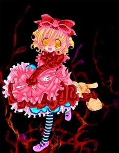 Rating: Safe Score: 0 Tags: 1girl black_background blonde_hair bow dress frills full_body hair_bow hina_ichigo hinaichigo image pantyhose pink_bow ribbon short_hair solo striped striped_legwear yellow_eyes User: admin