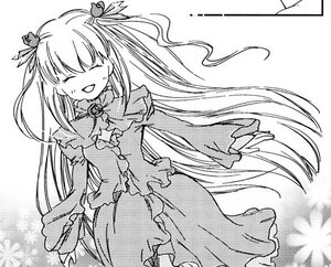 Rating: Safe Score: 0 Tags: 1girl :d barasuishou bow bowtie brooch closed_eyes dress frills greyscale hair_ribbon image long_hair long_sleeves monochrome open_mouth ribbon smile solo very_long_hair User: admin