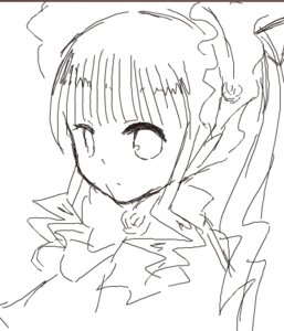 Rating: Safe Score: 0 Tags: 1girl bangs blunt_bangs blush closed_mouth eyebrows_visible_through_hair greyscale hands_up image monochrome shinku simple_background sketch solo veil white_background User: admin