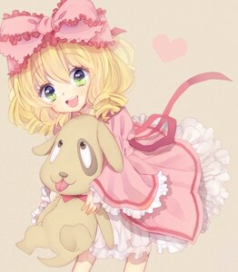 Rating: Safe Score: 0 Tags: 1girl blonde_hair blush bow dress drill_hair frilled_dress frills green_eyes hair_bow heart hina_ichigo hinaichigo image looking_at_viewer open_mouth pink_bow pink_dress smile solo striped striped_background stuffed_animal teddy_bear vertical_stripes User: admin