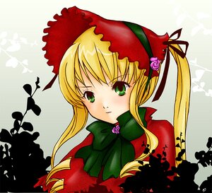 Rating: Safe Score: 0 Tags: 1girl blonde_hair blush bonnet bow bowtie dress flower green_bow green_eyes image long_hair long_sleeves looking_at_viewer rose shinku simple_background solo twintails upper_body User: admin