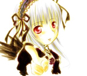 Rating: Safe Score: 0 Tags: 1girl bangs blush dress flower image long_hair looking_at_viewer pointing red_eyes ribbon rose simple_background solo suigintou white_background white_hair User: admin