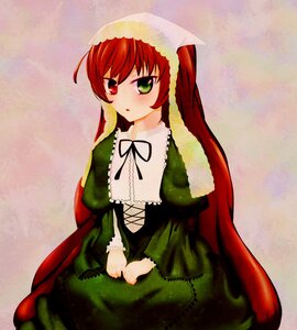 Rating: Safe Score: 0 Tags: 1girl auto_tagged blush brown_hair dress frills green_dress green_eyes heterochromia image long_hair long_sleeves looking_at_viewer red_eyes sitting solo suiseiseki very_long_hair User: admin