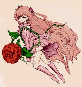 Rating: Safe Score: 0 Tags: 1girl boots flower hair_flower hair_ornament image kirakishou knee_boots leaf long_hair pink_flower pink_hair pink_rose plant red_flower red_rose rose solo thorns very_long_hair vines User: admin