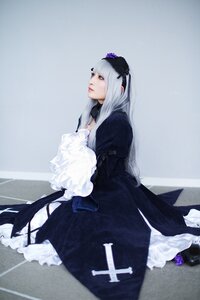 Rating: Safe Score: 0 Tags: 1girl bangs black_dress dress flower frills gothic_lolita hairband lips lolita_fashion long_hair long_sleeves silver_hair solo suigintou very_long_hair User: admin