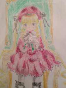 Rating: Safe Score: 0 Tags: 1girl blonde_hair blue_eyes bowtie dress image long_hair long_sleeves looking_at_viewer photo shinku solo standing traditional_media very_long_hair User: admin