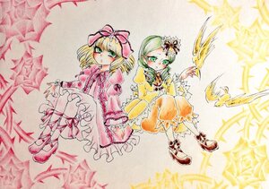 Rating: Safe Score: 0 Tags: 2girls blonde_hair bow cross-laced_footwear dress frills green_eyes green_hair hair_bow hair_ornament hina_ichigo hinaichigo image kanaria multiple_girls pair pink_bow ribbon short_hair siblings sisters traditional_media User: admin