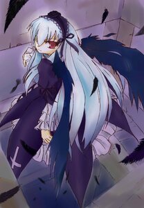 Rating: Safe Score: 0 Tags: 1girl black_ribbon black_wings cross dress feathers flower frilled_sleeves frills hairband image long_hair long_sleeves looking_at_viewer looking_back outdoors red_eyes ribbon rose silver_hair smile solo standing suigintou very_long_hair wings User: admin