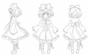 Rating: Safe Score: 0 Tags: 1girl bow cross-laced_footwear detached_sleeves dress frills hair_bow hinaichigo image lineart long_sleeves monochrome multiple_views short_hair solo User: admin