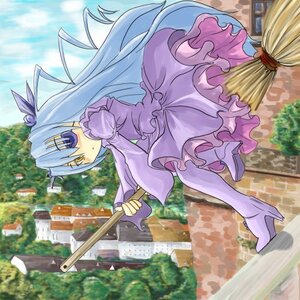 Rating: Safe Score: 0 Tags: 1girl barasuishou broom day dress heterochromia high_heels image long_hair long_sleeves purple_dress solo tree User: admin