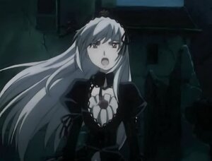 Rating: Safe Score: 0 Tags: 1girl :o black_dress dress frills image long_hair long_sleeves looking_at_viewer monochrome open_mouth solo suigintou upper_body very_long_hair User: admin