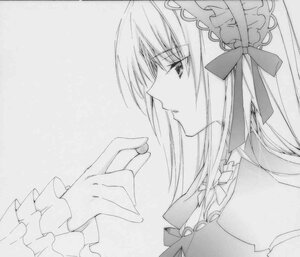 Rating: Safe Score: 0 Tags: 1girl bangs eyebrows_visible_through_hair frills greyscale hairband image lolita_hairband long_hair monochrome profile ribbon solo suigintou User: admin