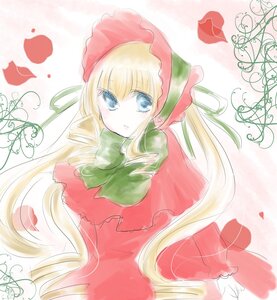 Rating: Safe Score: 0 Tags: 1girl blonde_hair blue_eyes bonnet bow bowtie dress flower green_bow green_neckwear image long_hair long_sleeves looking_at_viewer shinku solo twintails upper_body very_long_hair User: admin