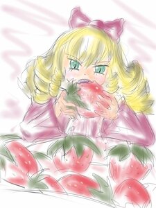 Rating: Safe Score: 0 Tags: 1girl apple blonde_hair blush bow curly_hair drill_hair eating food fruit green_eyes hair_bow hina_ichigo hinaichigo holding_food holding_fruit image long_hair long_sleeves pink_bow pink_dress solo strawberry tomato twin_drills watermelon User: admin