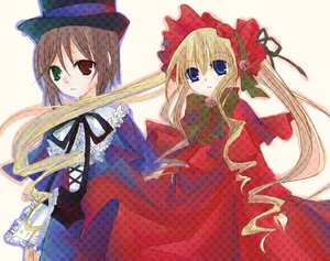 Rating: Safe Score: 0 Tags: 2girls :o blonde_hair blue_dress blue_eyes bow brown_hair dress frills green_eyes hat heterochromia image long_hair long_sleeves looking_at_viewer multiple_girls pair parted_lips red_dress red_eyes ribbon rozen_maiden shinku simple_background souseiseki suzushiro_kurumi teeth top_hat twintails upper_body very_long_hair white_background User: admin