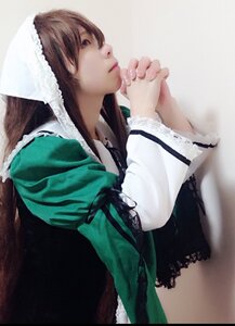 Rating: Safe Score: 0 Tags: 1girl bangs brown_hair closed_mouth dress green_dress hands_clasped head_scarf interlocked_fingers long_hair long_sleeves own_hands_together praying profile puffy_sleeves solo suiseiseki User: admin