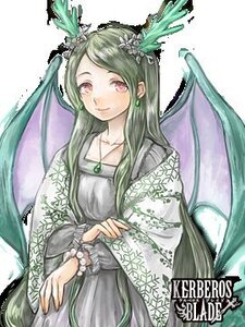 Rating: Safe Score: 0 Tags: 1girl dress earrings green_hair hair_ornament image jewelry kanaria long_hair long_sleeves looking_at_viewer necklace red_eyes smile solo very_long_hair wings User: admin