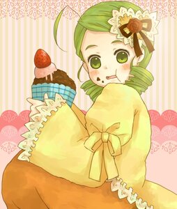 Rating: Safe Score: 0 Tags: 1girl ahoge blush drill_hair flower food food_on_face green_eyes green_hair hair_ornament ice_cream image kanaria long_sleeves solo strawberry striped tongue tongue_out twin_drills wide_sleeves yellow_dress User: admin
