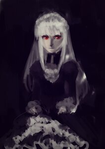 Rating: Safe Score: 0 Tags: 1girl bangs black_dress closed_mouth dark dress frills image long_hair long_sleeves looking_at_viewer red_eyes smile solo suigintou white_hair User: admin