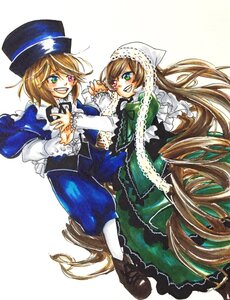 Rating: Safe Score: 0 Tags: 2girls absurdly_long_hair blue_dress boots brown_hair dress green_dress green_eyes hat heterochromia holding_hands image long_hair long_sleeves multiple_girls open_mouth pair red_eyes short_hair siblings sisters smile souseiseki suiseiseki top_hat twins very_long_hair User: admin