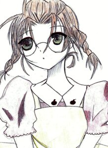 Rating: Safe Score: 0 Tags: 1girl braid eyebrows_visible_through_hair glasses green_eyes human looking_at_viewer puffy_short_sleeves puffy_sleeves sakurada_nori short_sleeves simple_background solo twin_braids white_background User: admin