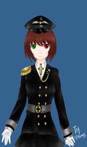 Rating: Safe Score: 0 Tags: 1girl blue_background buttons green_eyes hat heterochromia image long_sleeves looking_at_viewer military military_uniform red_eyes red_hair short_hair simple_background solo souseiseki uniform User: admin