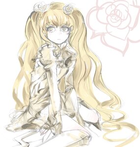 Rating: Safe Score: 0 Tags: 1girl blonde_hair boots dress flower hair_flower hair_ornament image kirakishou long_hair rose sitting solo striped thorns twintails very_long_hair white_rose yellow_eyes User: admin