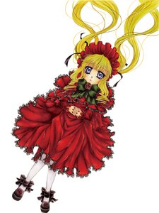 Rating: Safe Score: 0 Tags: 1girl blonde_hair blue_eyes bonnet bow bowtie cup dress flower full_body green_bow image long_hair long_sleeves looking_at_viewer red_dress rose shinku shoes solo twintails white_legwear User: admin