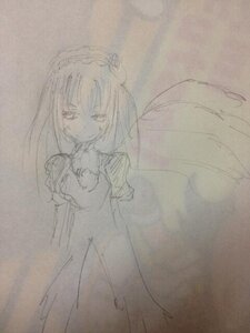 Rating: Safe Score: 0 Tags: 1girl dress image long_sleeves looking_at_viewer monochrome sketch solo suigintou traditional_media wings User: admin