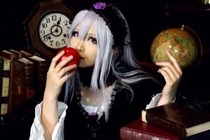 Rating: Safe Score: 0 Tags: 1girl apple book flower food fruit hairband holding holding_food holding_fruit long_hair red_eyes silver_hair solo suigintou upper_body white_hair User: admin