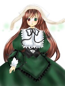 Rating: Safe Score: 0 Tags: 1girl brown_hair collar dress frills green_dress green_eyes hat heterochromia image long_hair long_sleeves looking_at_viewer red_eyes simple_background solo suiseiseki very_long_hair white_background User: admin