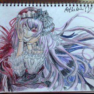 Rating: Safe Score: 0 Tags: 1girl closed_mouth dress floating_hair flower frilled_sleeves frills hairband hands_on_own_face image long_hair long_sleeves looking_at_viewer red_eyes smile solo suigintou traditional_media very_long_hair watercolor_(medium) wings User: admin