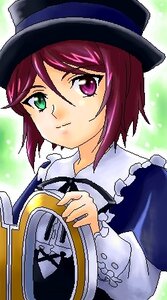 Rating: Safe Score: 0 Tags: 1girl frills hat heterochromia image long_sleeves looking_at_viewer purple_hair short_hair smile solo souseiseki upper_body User: admin